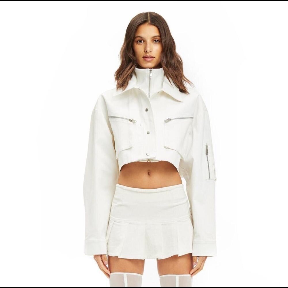 IAMGIA WHITE JEAN CROPPED JACKET